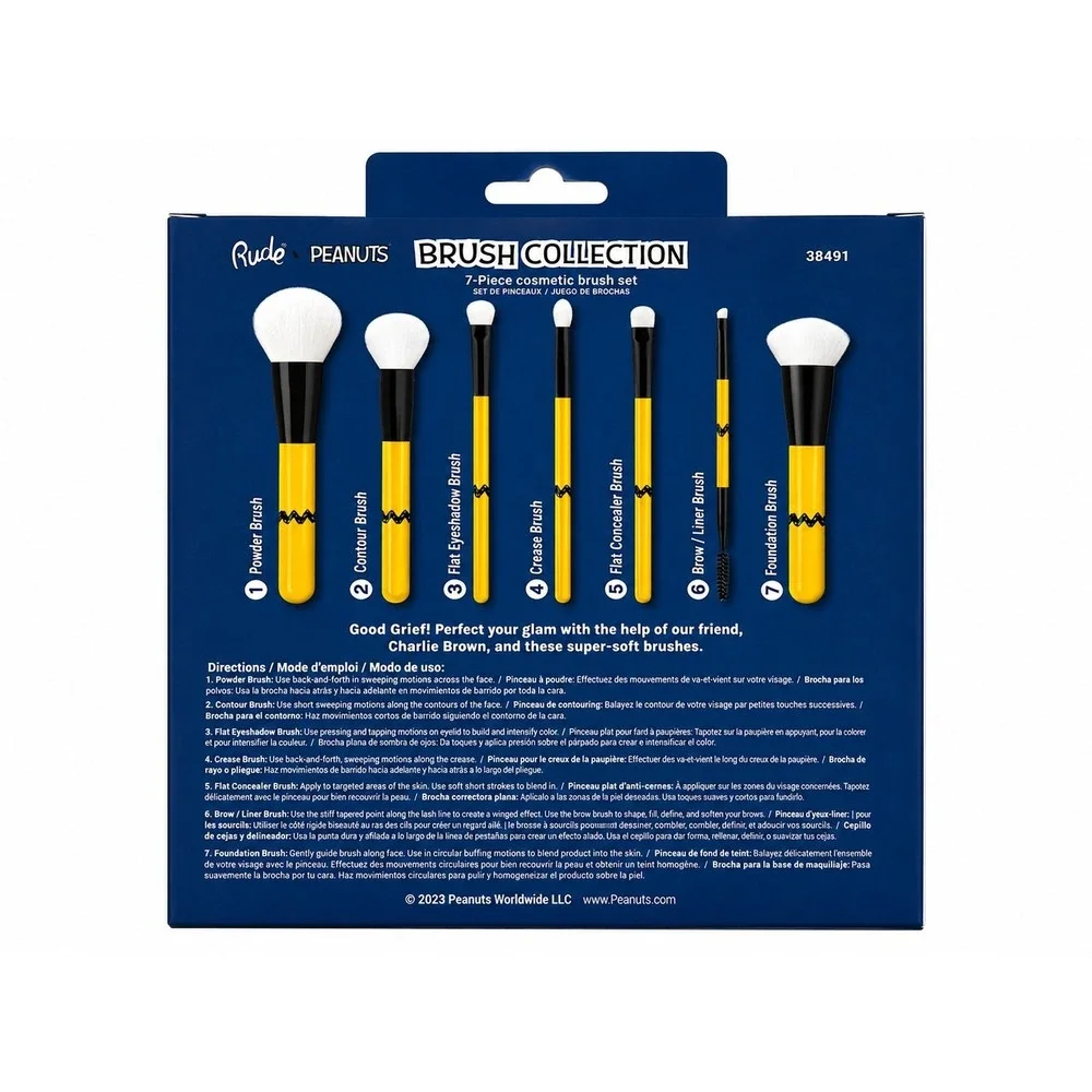 Rude Cosmetics x Peanuts 7-Piece Makeup Brush Set New